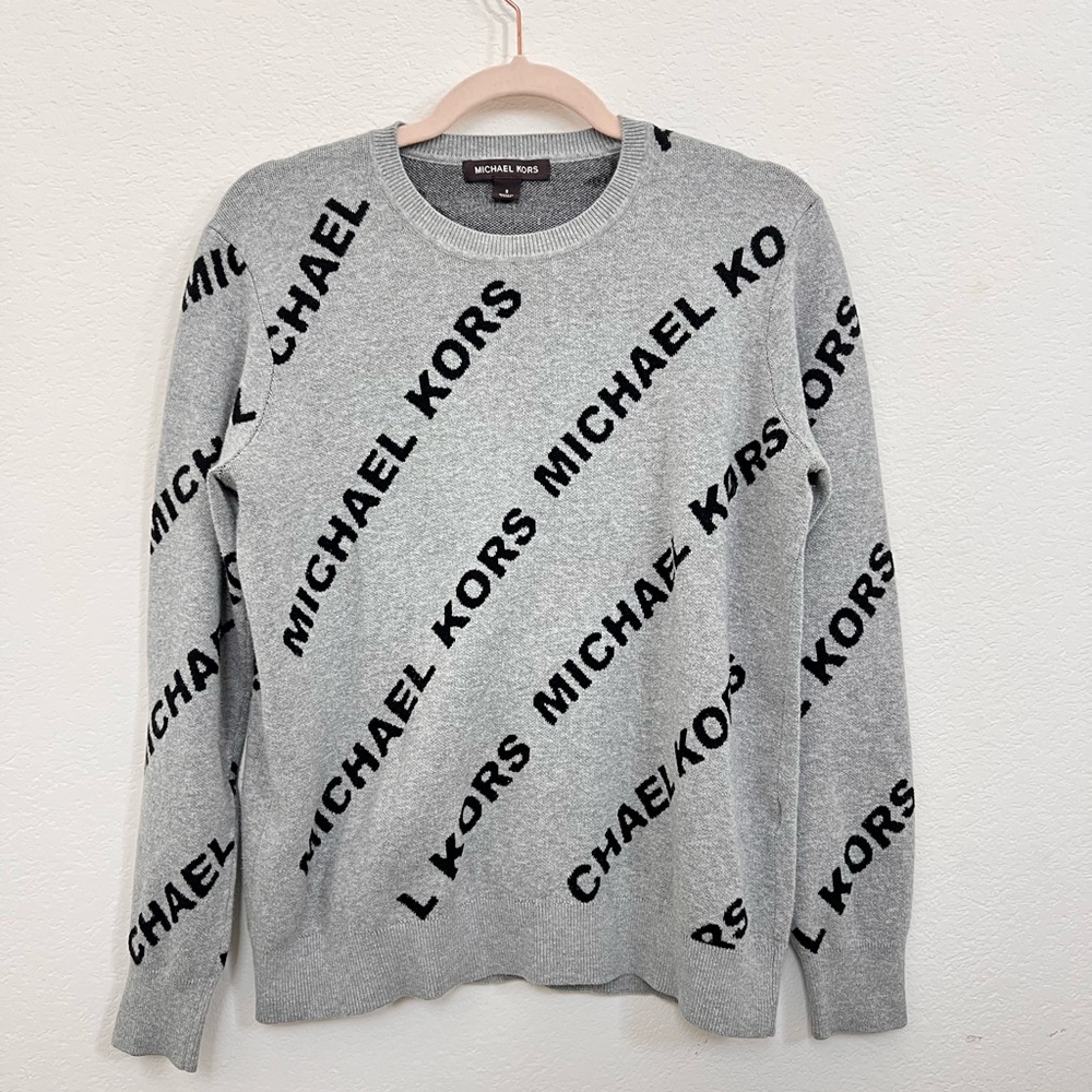 Michael Kors Gray Logo Print Crewneck Long Sleeves Pullover Sweater‎ Men’s Small